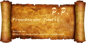 Pressburger Pamfil névjegykártya